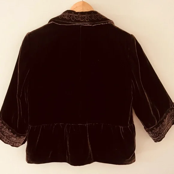 Tahari Brown Velvet Jacket Brown Size 4 - Picture 3 of 6